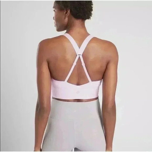 Athleta Lotus Size Medium Sports Bra Light Purple Long Workout Bra Racer Back - Picture 6 of 6